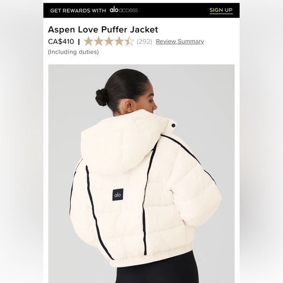 Alo Yoga Aspen love Puffer jacket size Xs in Ivory - Picture 3 of 3